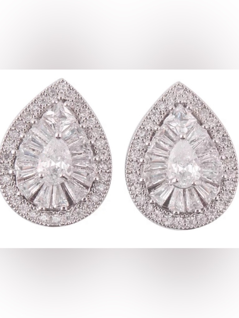 CZ Cubic Zircon Teardrop Clip on Earrings Fashion Bridal Wedding Earrings New